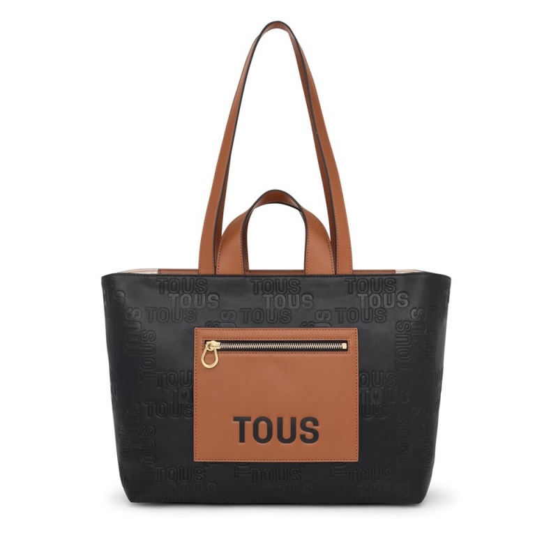 Bolsa de Mano TOUS Medium Tote bag Nanda Mujer Negros Marrom | 4752GKJEV