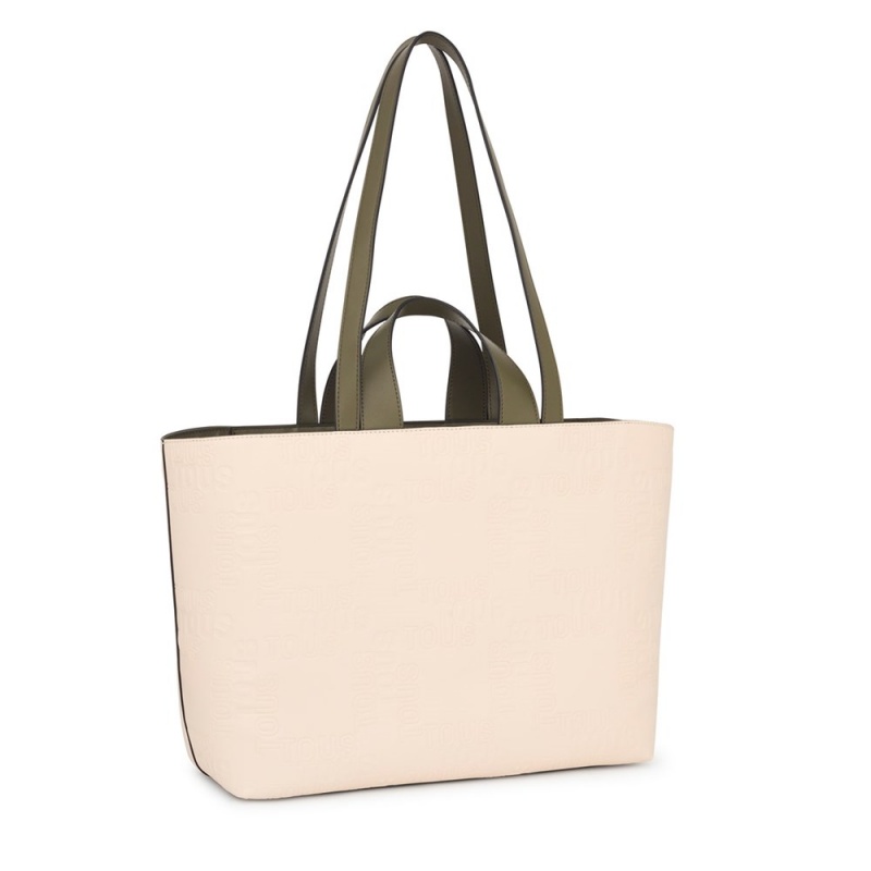 Bolsa de Mano TOUS Medium Tote bag Nanda Mujer Beige Kaki | 4380JRVOP