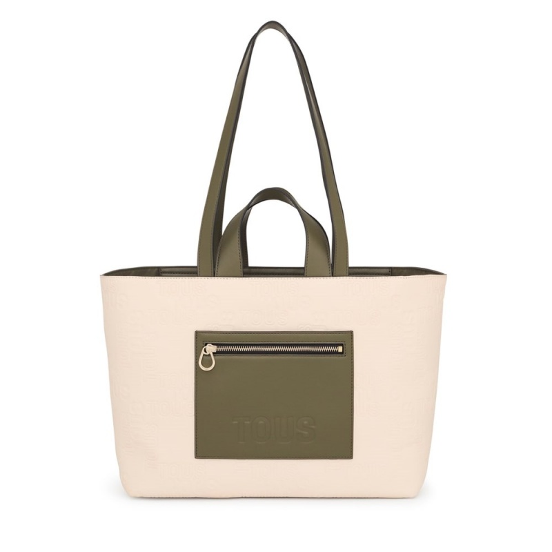 Bolsa de Mano TOUS Medium Tote bag Nanda Mujer Beige Kaki | 4380JRVOP