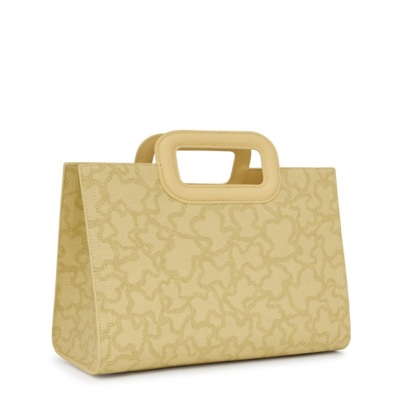 Bolsa de Mano TOUS Medium cream Amaya Shopping bag Kaos Icon Mujer Creme | 5938EOJPM