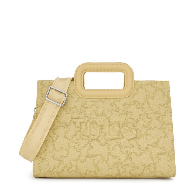 Bolsa de Mano TOUS Medium cream Amaya Shopping bag Kaos Icon Mujer Creme | 5938EOJPM