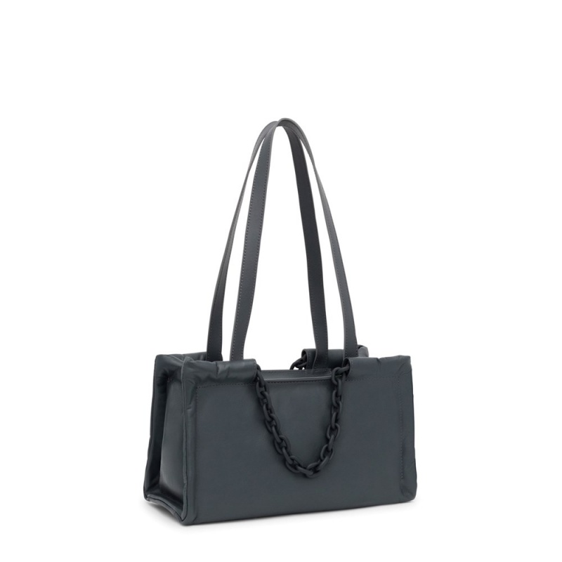 Bolsa de Mano TOUS Medium dark leather Shopping bag MANIFESTO Mujer Grises Oscuro | 3687BJGHL