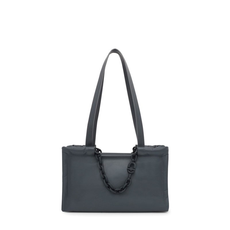 Bolsa de Mano TOUS Medium dark leather Shopping bag MANIFESTO Mujer Grises Oscuro | 3687BJGHL