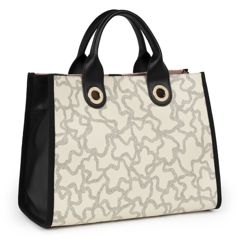 Bolsa de Mano TOUS Medium multi-Amaya Kaos Icon Shopping bag Mujer Multicolor Beige | 0275UXVGR