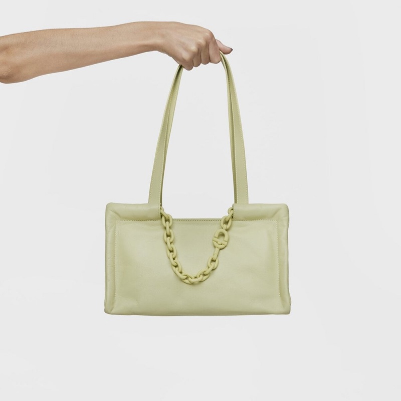 Bolsa de Mano TOUS Medium olive leather Shopping bag MANIFESTO Mujer Verde Oliva Verdes | 8625TXYMV