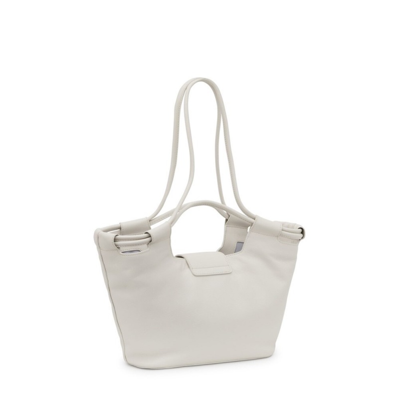 Bolsa de Mano TOUS Medium white Tote bag Sun Mujer Blancos | 4165ORUCF