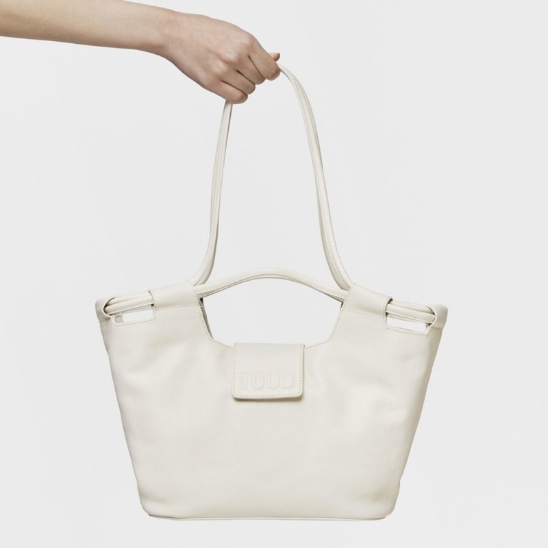 Bolsa de Mano TOUS Medium white Tote bag Sun Mujer Blancos | 4165ORUCF