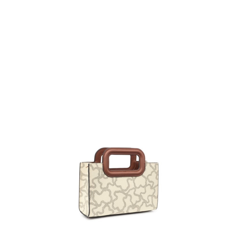 Bolsa de Mano TOUS Mini Kaos Icon Crossbody Bags Mujer Beige | 7603MKWHJ