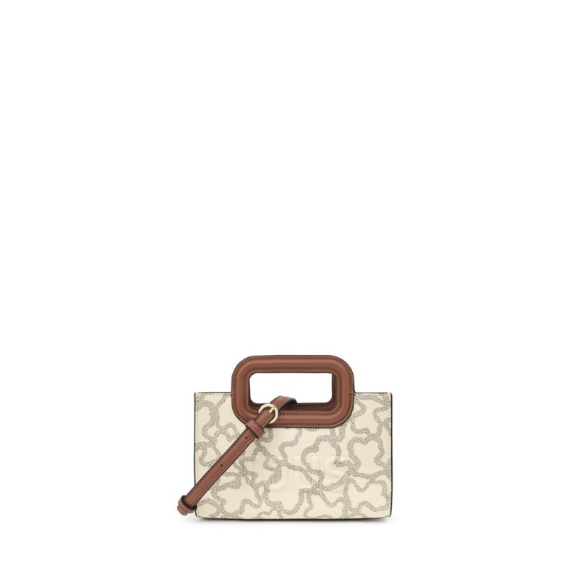 Bolsa de Mano TOUS Mini Kaos Icon Crossbody Bags Mujer Beige | 7603MKWHJ