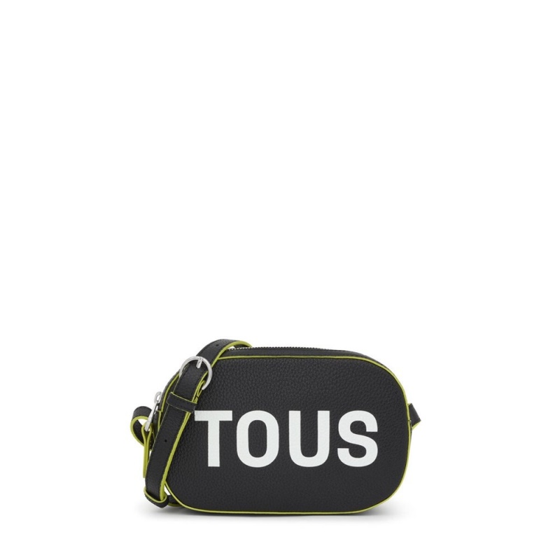 Bolsa de Mano TOUS leather Logo Lynn Crossbody Bags Mujer Negros | 9235KZOEP