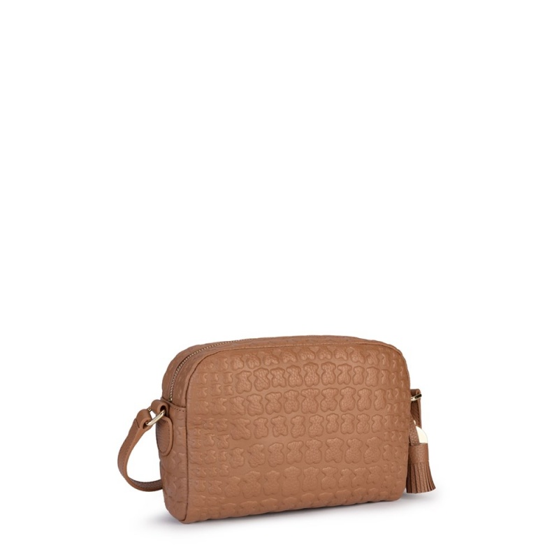 Bolsas Hombro TOUS Brown Cuero Sherton Mujer Marrom | 0839URASI