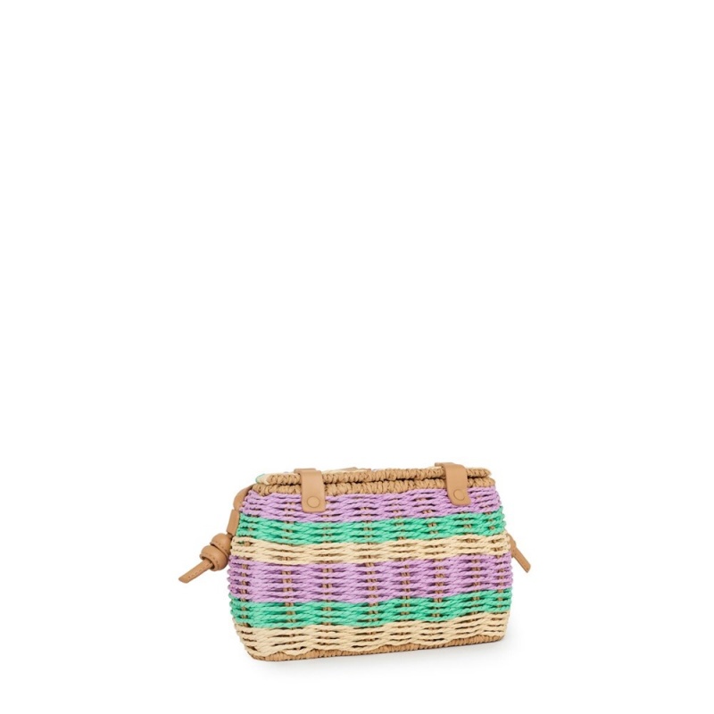 Bolsas Hombro TOUS Mauve raffia Scoubidou Mujer Morados | 2703KRUVT