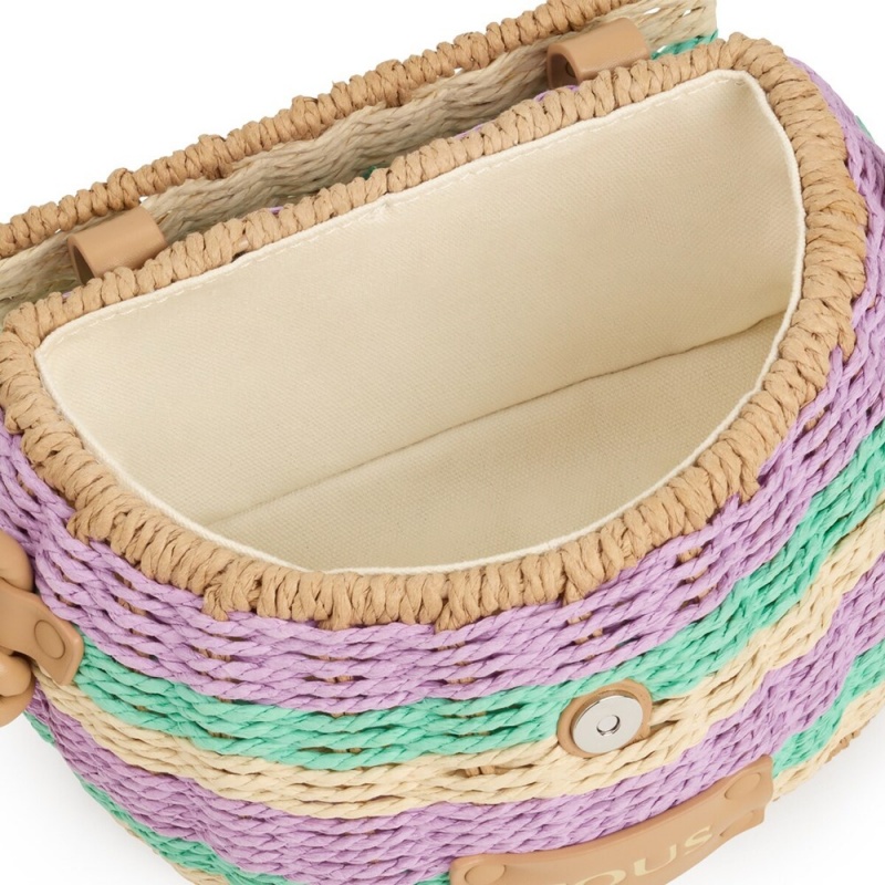 Bolsas Hombro TOUS Mauve raffia Scoubidou Mujer Morados | 2703KRUVT