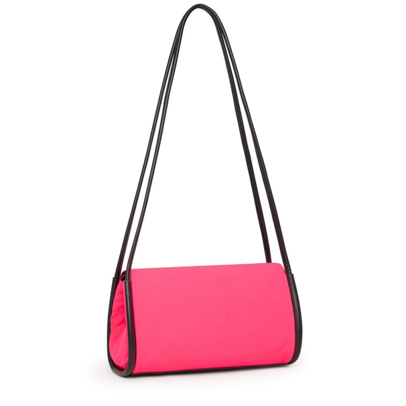 Bolsas Hombro TOUS Medium fluorescent Empire Algodon Mujer Fluorescentes Rosas | 8932ZODKM