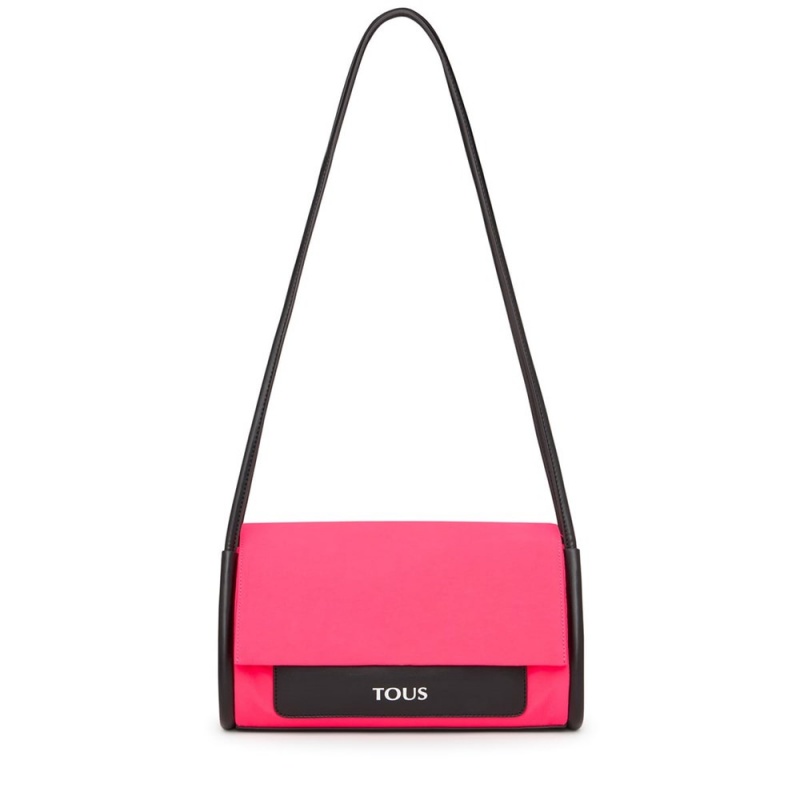 Bolsas Hombro TOUS Medium fluorescent Empire Algodon Mujer Fluorescentes Rosas | 8932ZODKM