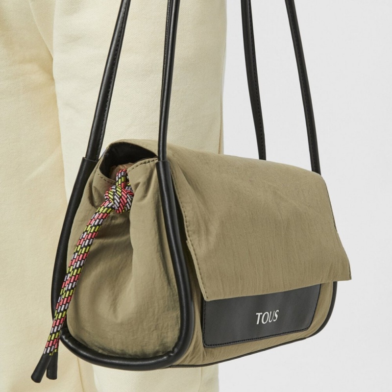 Bolsas Hombro TOUS Medium khaki Empire Algodon Mujer Kaki | 4750IFUHG