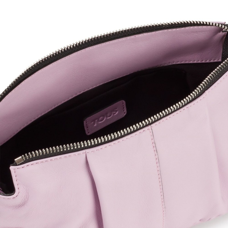 Bolsas Hombro TOUS Medium mauve leather Soft Mujer Morados | 1428ZCNFV