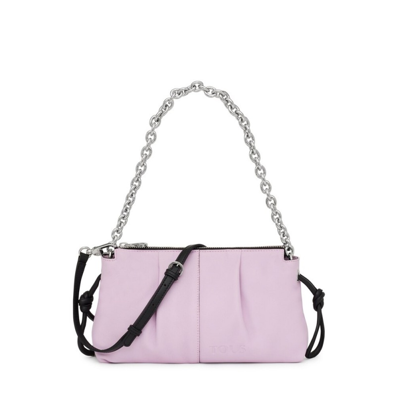 Bolsas Hombro TOUS Medium mauve leather Soft Mujer Morados | 1428ZCNFV