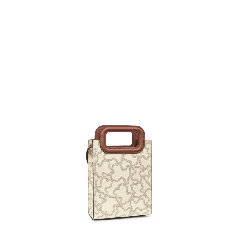 Bolsas Hombro TOUS Mini Kaos Icon Pop Handbag Mujer Beige | 2935TRZHN