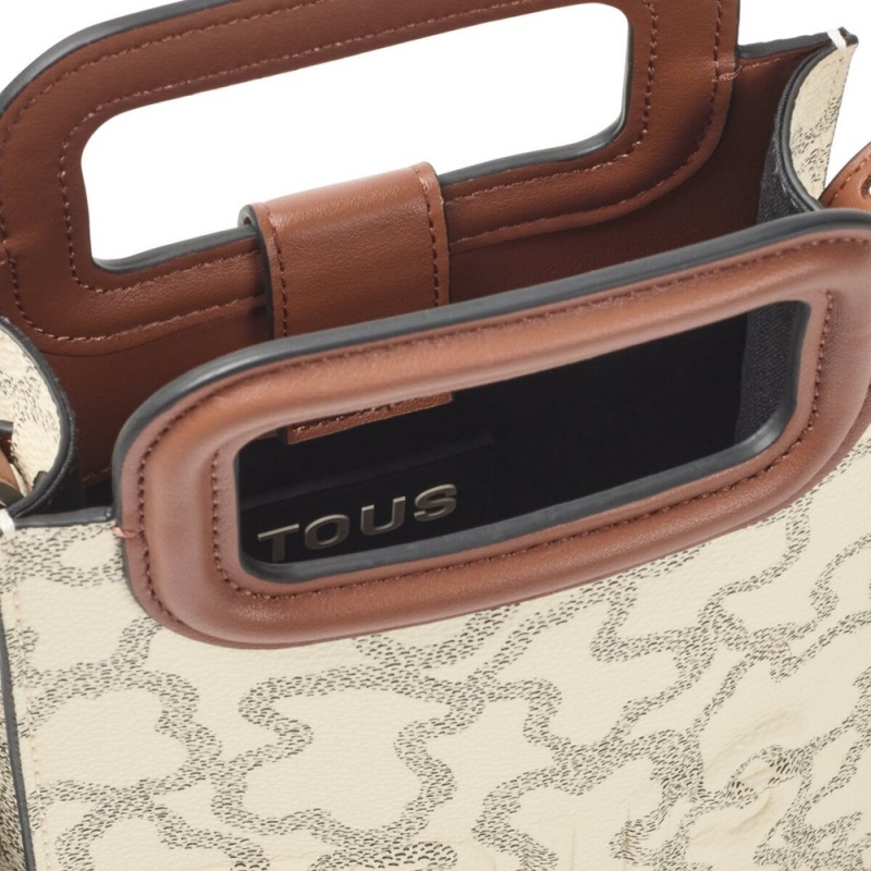 Bolsas Hombro TOUS Mini Kaos Icon Pop Handbag Mujer Beige | 2935TRZHN