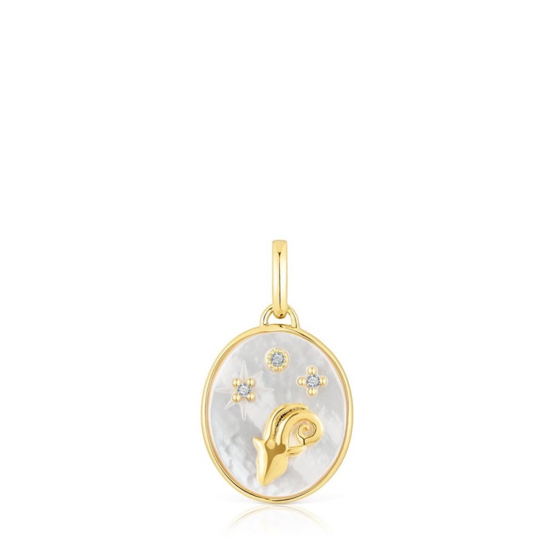 Colgantes TOUS Aries in vermeil with mother-of-pearl topazes Horoscope Mujer Plateados | 8726XPBYZ