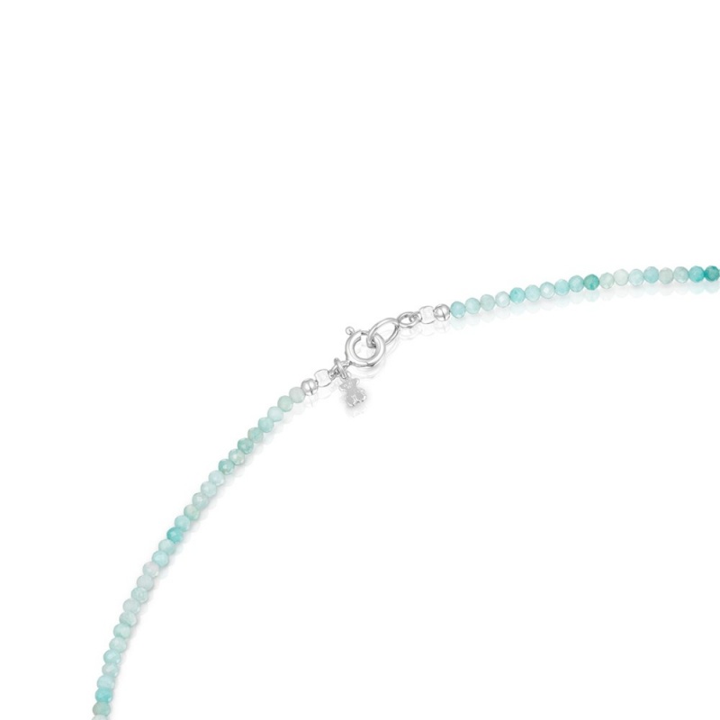 Colgantes TOUS Camille Necklace with amazonite Mujer Plateados | 0649MOIBX