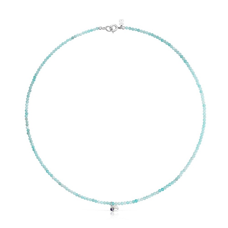 Colgantes TOUS Camille Necklace with amazonite Mujer Plateados | 0649MOIBX