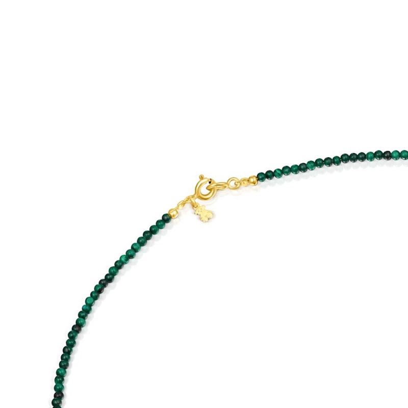 Colgantes TOUS Camille Necklace with malachite Mujer Plateados | 9378VWBME