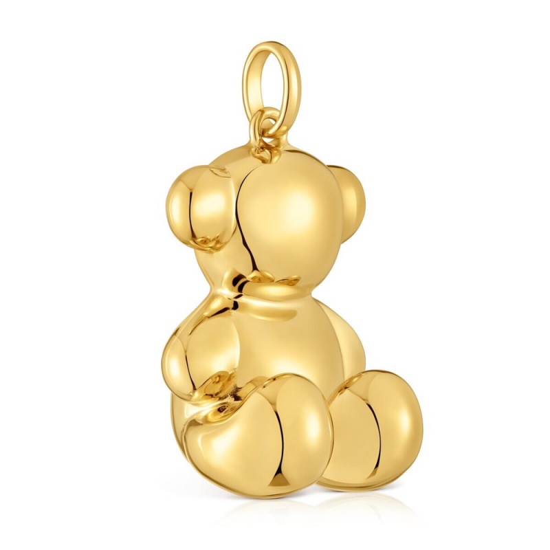 Colgantes TOUS Extra large bear, with 18 kt plating over Bold Bear Mujer Dorados Plateados | 8137GFKAW