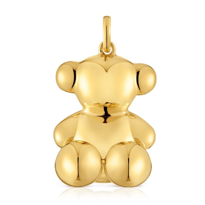 Colgantes TOUS Extra large bear, with 18 kt plating over Bold Bear Mujer Dorados Plateados | 8137GFKAW