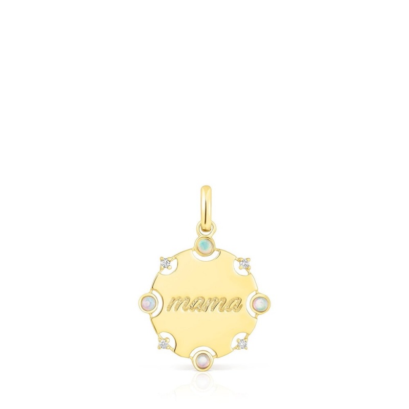 Colgantes TOUS Mama medallion with diamonds opal Mujer Dorados | 2430OCMTD