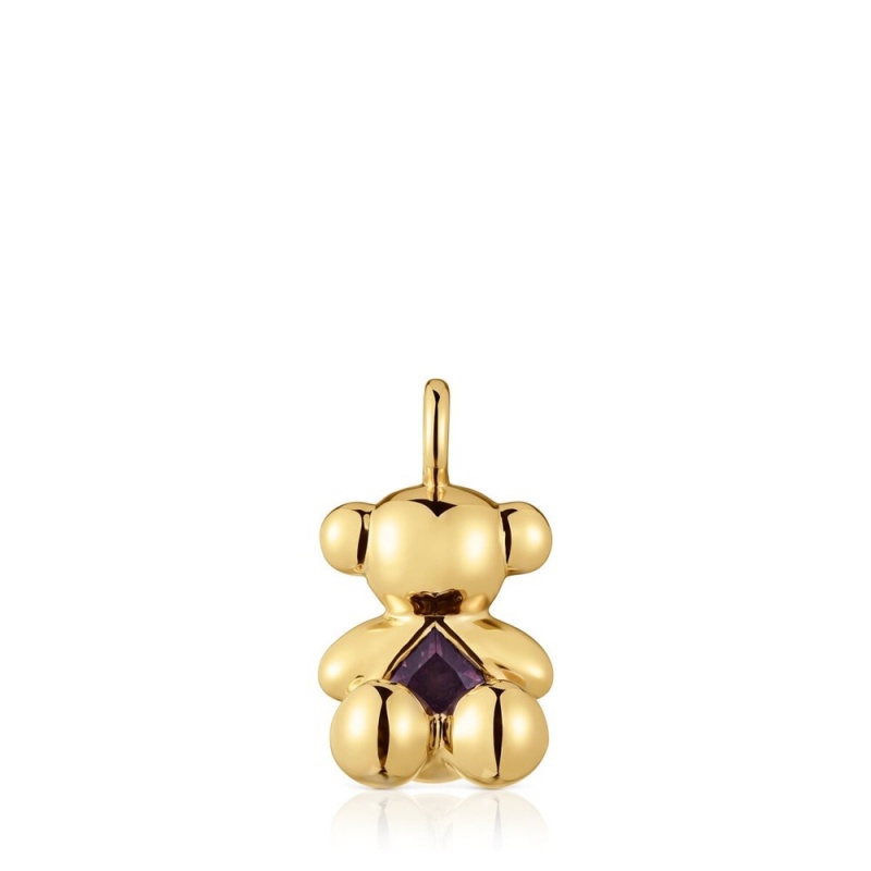 Colgantes TOUS Medium bear, with 18 kt plating over amethyst Bold Bear Mujer Dorados Plateados | 9806RWIYC