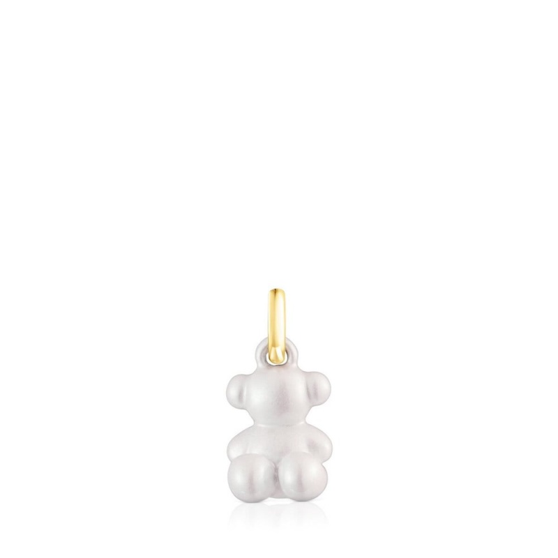 Colgantes TOUS Small Bold Bear white steel bear Mujer Blancos Grises | 3865KPIJV