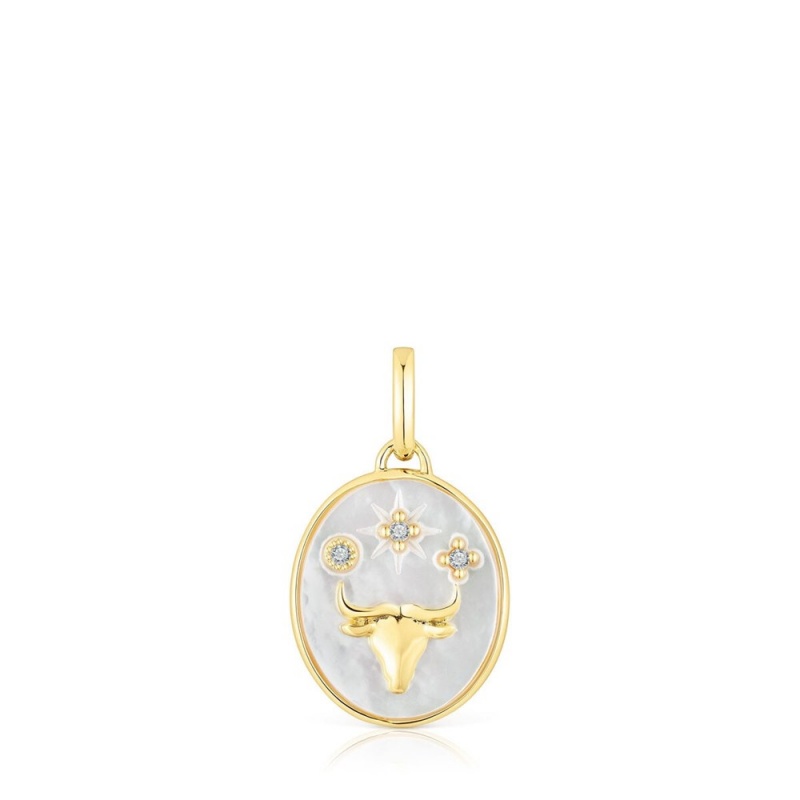 Colgantes TOUS Taurus in vermeil with mother-of-pearl topazes Horoscope Mujer Plateados | 2349DPNZJ