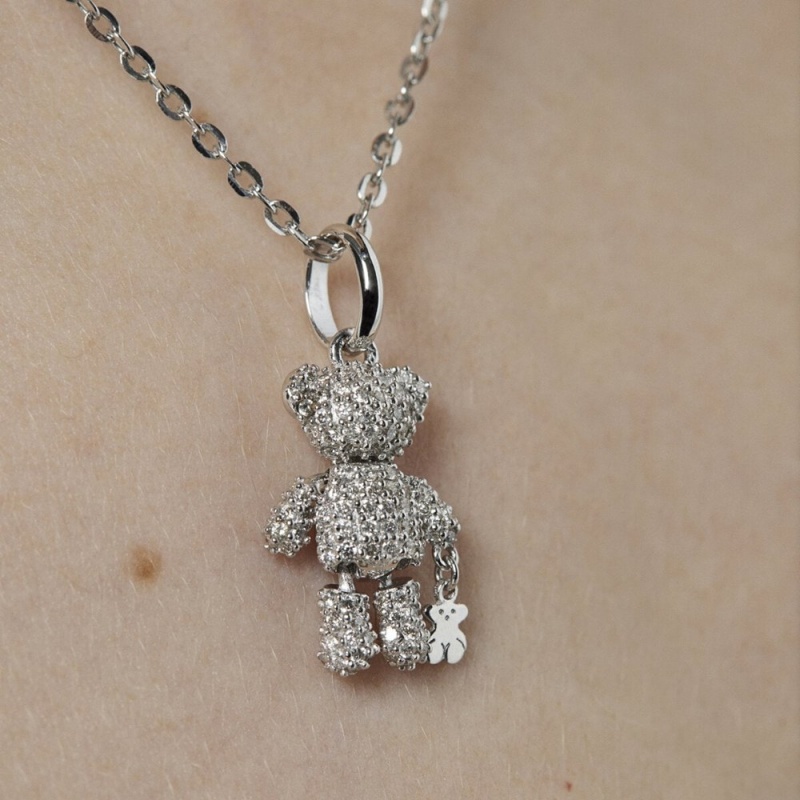 Colgantes TOUS Teddy Bear Gems with Diamonds Mujer Blancos Dorados | 2546EHAYK