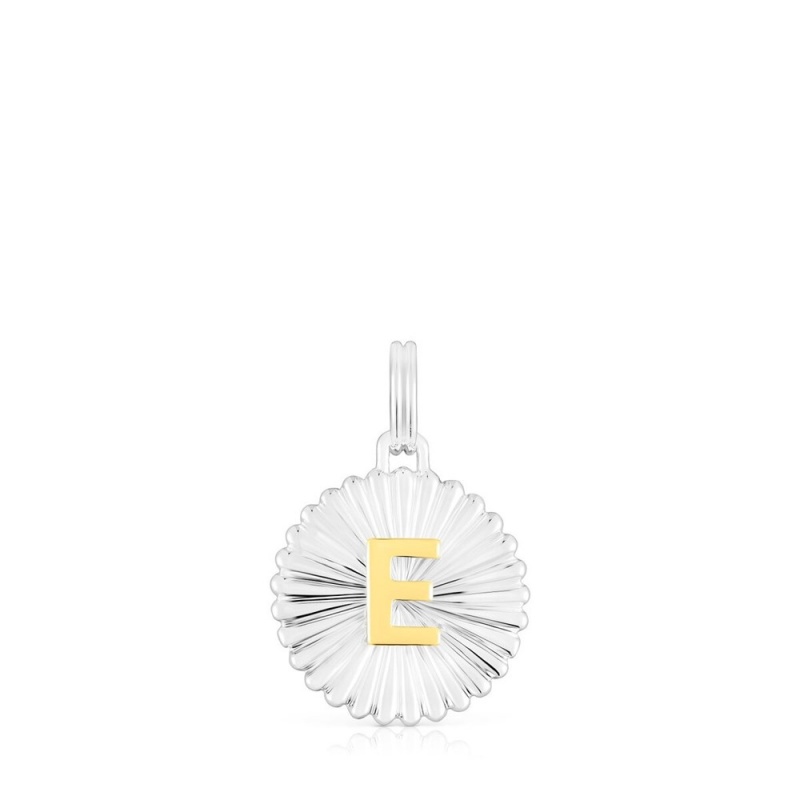 Colgantes TOUS vermeil Alphabet letter E medallion Mujer Plateados | 9765HZJLD