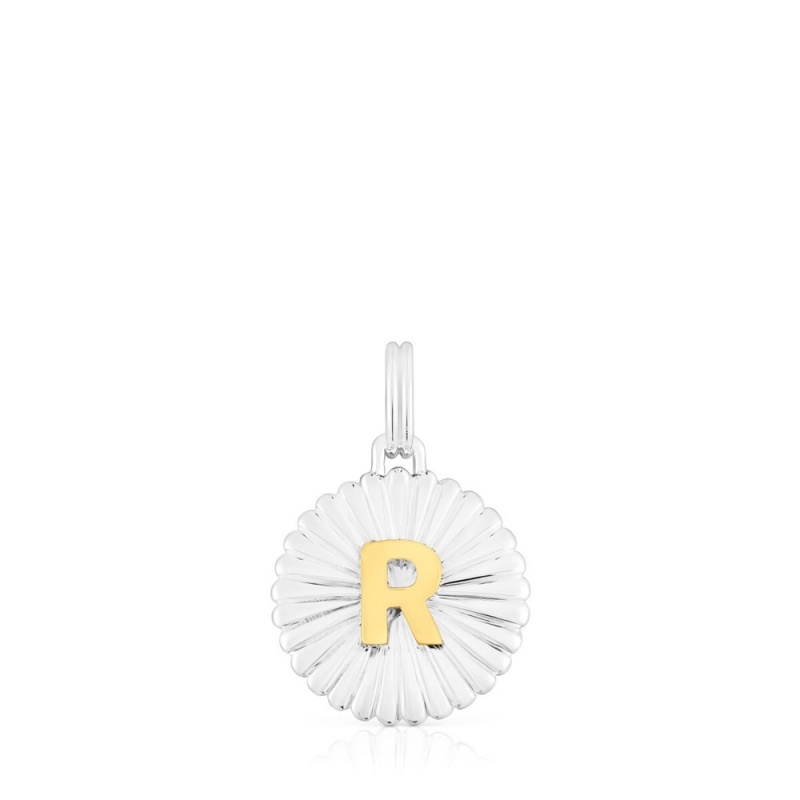 Colgantes TOUS vermeil Alphabet letter R medallion Mujer Plateados | 1032UYOFM