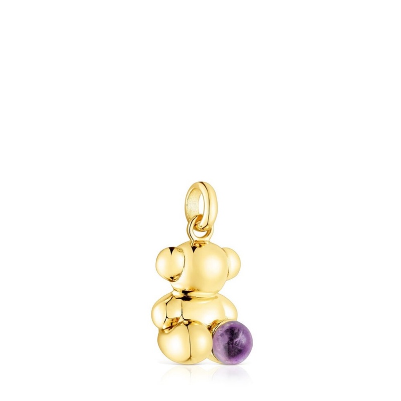 Colgantes TOUS vermeil Bold Bear with amethyst Mujer Plateados | 6142MCTGZ