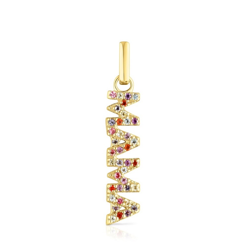 Colgantes TOUS vermeil Crossword Mama Mama with gemstones Mujer Plateados | 7384DSGOI