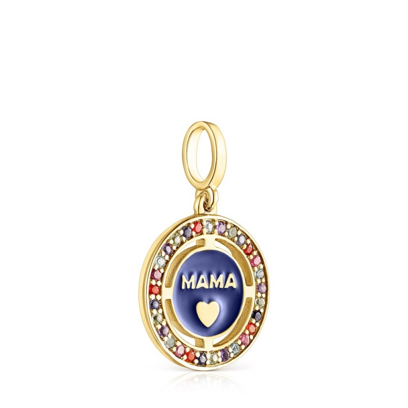 Colgantes TOUS vermeil Crossword Mama Mama with gemstones enamel Mujer Plateados | 3690HETCO