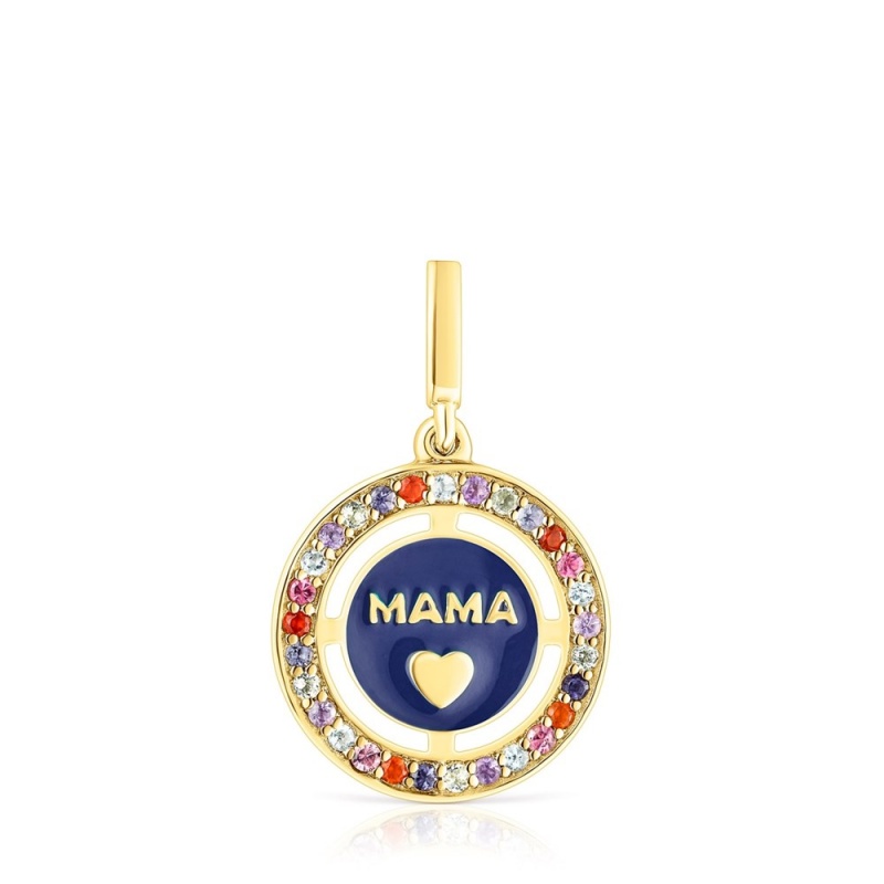 Colgantes TOUS vermeil Crossword Mama Mama with gemstones enamel Mujer Plateados | 3690HETCO