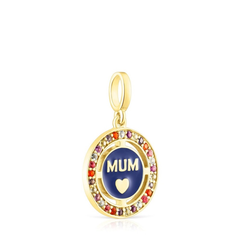 Colgantes TOUS vermeil Crossword Mama Mum with gemstones enamel Mujer Plateados | 4087GMQID