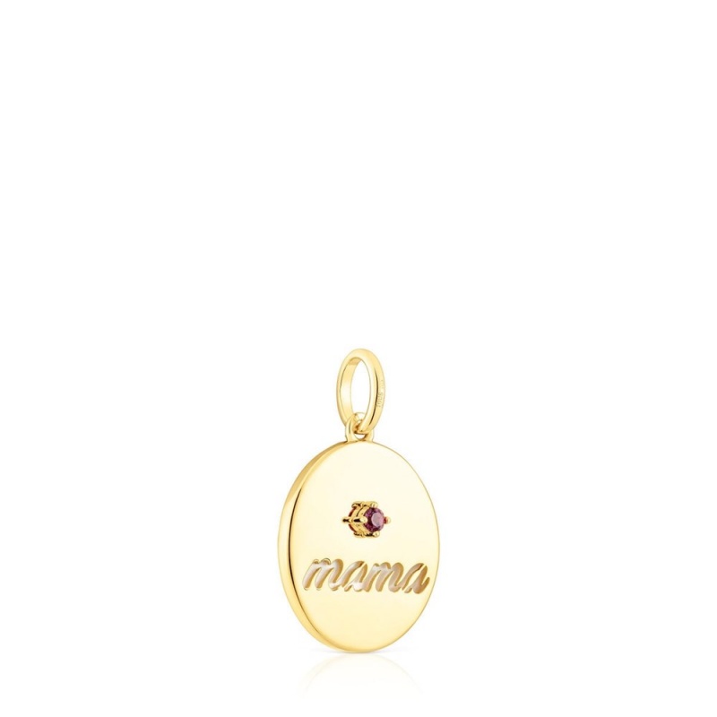 Colgantes TOUS vermeil Mama Reversible medallion with mother-of-pearl rhodolite Mama Mujer Plateados | 0379EBZJI