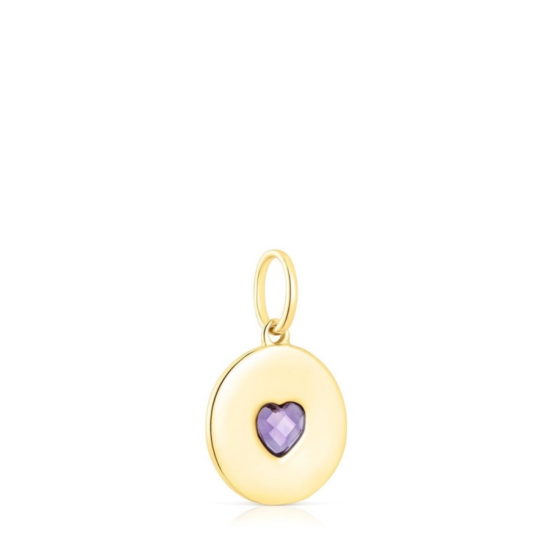 Colgantes TOUS vermeil Medallion with amethyst heart Aelita Mujer Plateados | 5076TBWYC