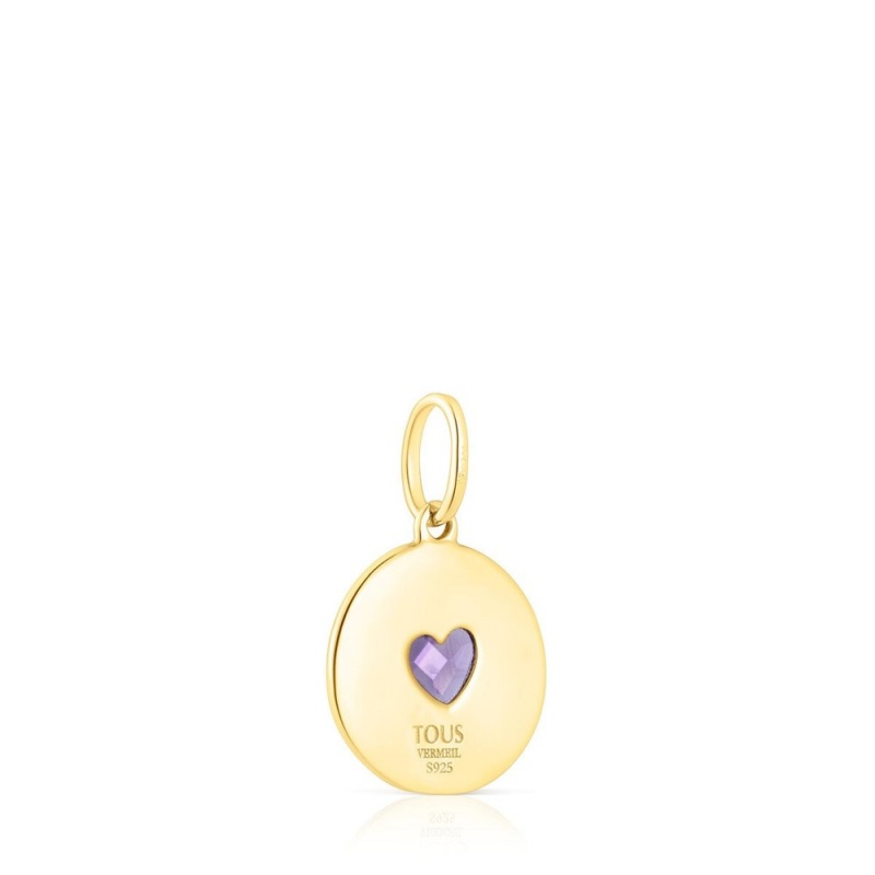 Colgantes TOUS vermeil Medallion with amethyst heart Aelita Mujer Plateados | 5076TBWYC