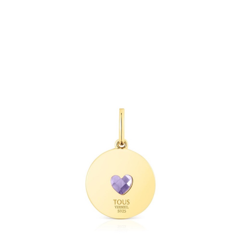 Colgantes TOUS vermeil Medallion with amethyst heart Aelita Mujer Plateados | 5076TBWYC