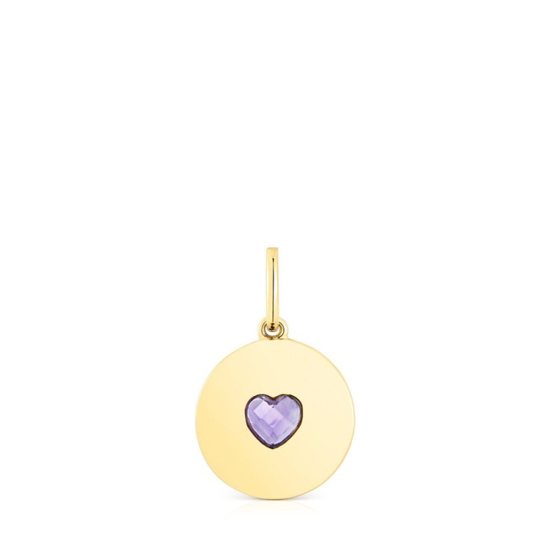 Colgantes TOUS vermeil Medallion with amethyst heart Aelita Mujer Plateados | 5076TBWYC