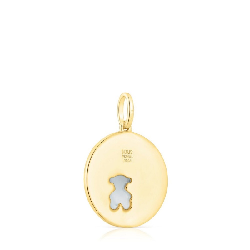 Colgantes TOUS vermeil Medallion with diamonds chalcedony bear Aelita Mujer Plateados | 1956NJYAL