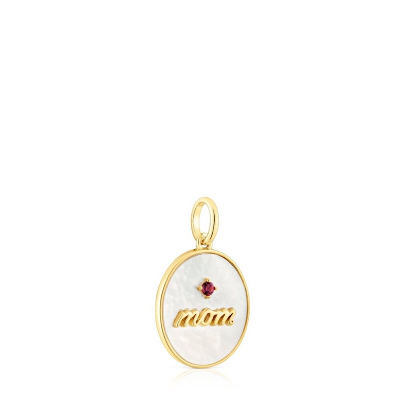 Colgantes TOUS vermeil Mom Medallion with mother-of-pearl rhodolite Mama Mujer Plateados | 4371YRKHL