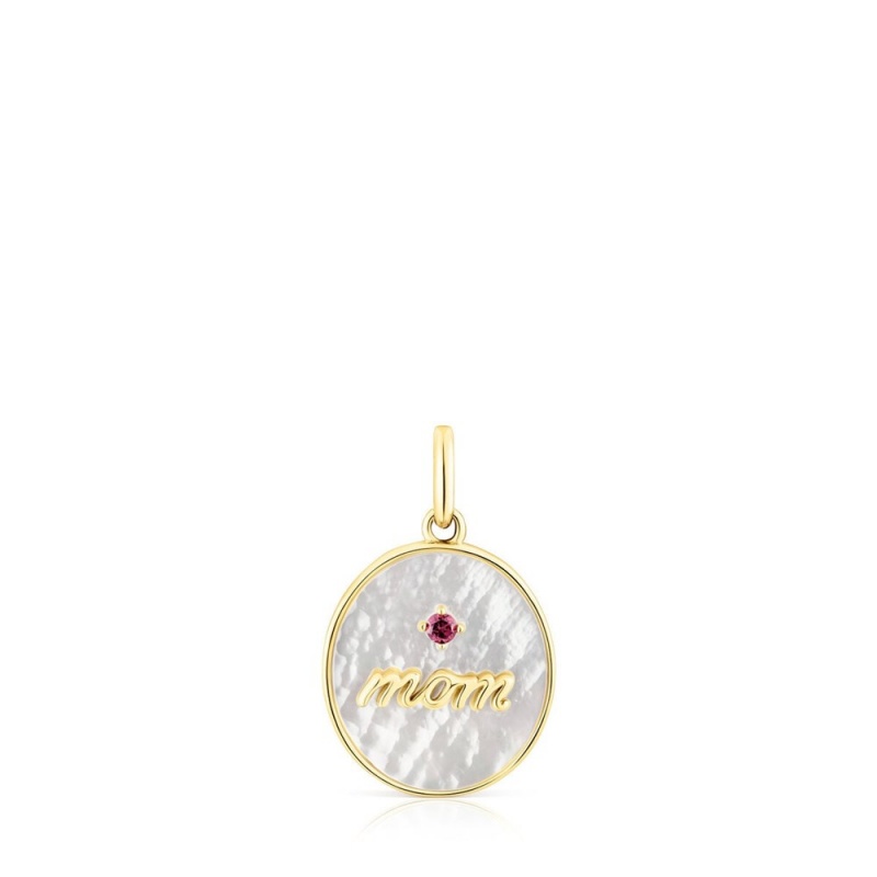 Colgantes TOUS vermeil Mom Medallion with mother-of-pearl rhodolite Mama Mujer Plateados | 4371YRKHL